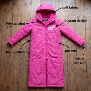 Manteau long d'extérieur à capuche, veste-robe, séchage rapide, en polyester, avec fermeture éclair intégrale, pour la plage, la natation, le surf, poncho de change - Product Image 2