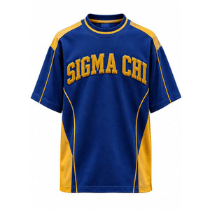 เสื้อยืด Sigma Chi 1855 คัลเลอร์บล็อก แขนสั้น คอกลม ทรงโอเวอร์ไซส์ เสื้อยืดลำลองผู้ชาย เสื้อผ้าสไตล์กรีก - Product Image 5
