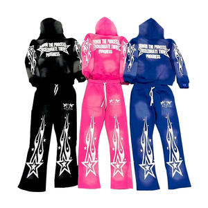 Conjunto de Sudadera con Capucha Oversize de Algodón con Lavado Ácido y Pedrería, y Pantalones de Chándal Anchos Holgados - Product Image 2