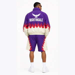 2 Piezas, Chaqueta Cortavientos Impermeable con Capucha, de Nailon de Secado Rápido, Informal, Sólida, Pantalones Cortos Deportivos Unisex, Trajes Deportivos de Invierno para Hombre, Venta al Por Mayor, Personalización OEM - Product Image 2