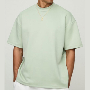 Camiseta Verde Oversize de Cuello Redondo y Manga Corta para Hombre, Estilo Deportivo con Logotipo Frontal, 100% Algodón, Corte Holgado, Color Sólido - Product Image 4
