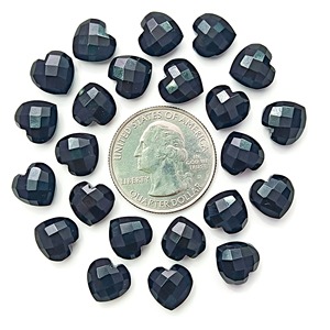 Onyx noir naturel en forme de cœur, 10 mm, facetté, sculpté à la main, pierre précieuse en vrac, prix de gros, cristal de guérison, fabrication de bijoux - Product Image 6