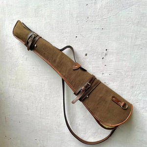 Funda de cuero y lona de 33 pulgadas con forro de piel y correa ajustable - Marrón vintage Shot Gon - Product Image 1