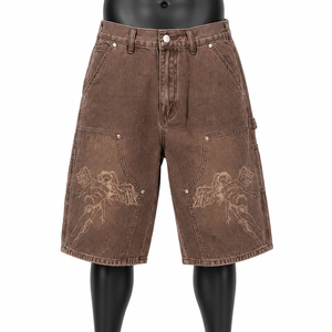 Pantalones Cortos Vaqueros de Verano Personalizados para Hombre, Estilo Hip Hop con Remaches, Transpirables, Lavado a la Piedra, con Diseño de Paneles Elegantes y de Primera Calidad - Product Image 5