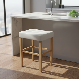 Tabouret de bar moderne en cuir PU sans dossier, tabouret de comptoir rembourré pour cuisine - Product Image 4