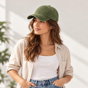 Casquette de baseball vintage en coton délavé, réglable avec boucle, unisexe, couleur unie - Product Image 3