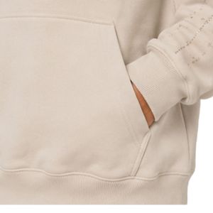 Sweat-shirt décontracté d'hiver pour femme, beige, surdimensionné, avec manches à strass minimalistes, en molleton de coton premium - Product Image 4