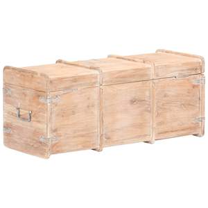 Coffre de rangement en bois d'acacia massif finition blanche 35,4 x 15,7 x 15,7 po, boîtes à vêtements - Product Image 5