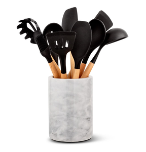 Porte-ustensiles en marbre de qualité supérieure, organisateur de cuisine rond en pierre, support à couverts moderne, support à cuillères, décoration artisanale pour la maison - Product Image 2