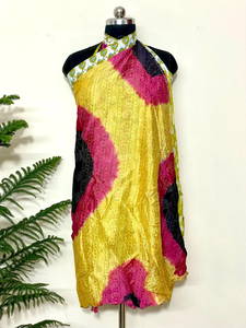 Falda de Sari de Seda Reversible Hecha a Mano, Vestido Halter de Doble Capa con Diseño Cruzado hasta el Suelo, Vestido Tubo Floral de Seda Reciclada con Cinturón - Product Image 5