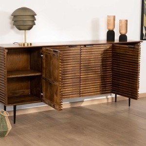 Vandana Crystal Core 4-door <b>sideboard</b> in teak and solid mango wood, 183cm Sheffield - Product Image 5