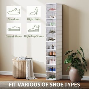 Set di 10 Scatole per Scarpe in Plastica PET Flessibili e Impilabili con Sportello Trasparente, Senza Necessità di Montaggio, Design Pieghevole, Misura 10, Bianco - Product Image 6