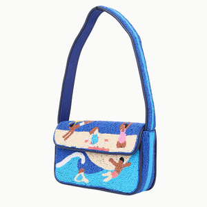 Premium Beaded <b>Beach</b> Shoulder <b>Bags</b> for <b>Women</b>, Girls Evening Purse Cartoon Scene Flap Closure Single Strap Vacation Style - Product Image 2