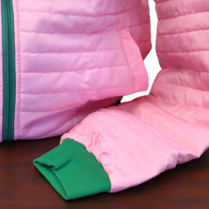 Reversible <b>Jacket</b> Pink and Green Women Two Sided Outerwear Casual <b>Lightweight</b> Sorority Inspired Coat Stylish Custom <b>Ladies</b> - Product Image 3