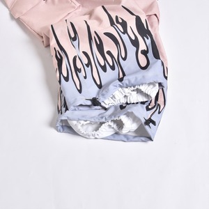 Vintage Baggy <b>ski</b> pant Pink Cargo Pants With Black Flame Print Drawstring Waist Rip-Stop Polyester Adult Snow Wear - Product Image 1