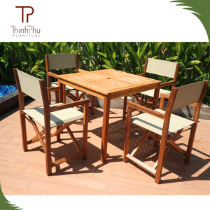 Muebles de Comedor de Madera Maciza Contemporáneos para Exteriores, de Vietnam, Mesa y 4 Sillas, Ecológicos, Duraderos, Fáciles de Limpiar, para Hotel y Restaurante - Product Image 1