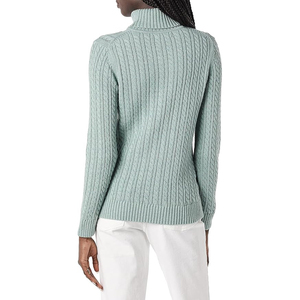 Women's Light Blue Turtleneck Pullover Knitted Sweater Full Sleeve Solid Color 100% Acrylic Casual Autumn Wear - Product Image 2