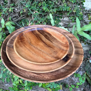 Juego de Platos de Madera Hechos a Mano, Vajilla de Madera Natural, Platos de Madera para Cena, Platos Redondos para Postre, para el Hogar - Product Image 5