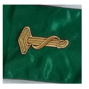 Collier d'officier maçonnique personnalisé en satin vert avec franges dorées et étoile brodée pour la loge - Product Image 5