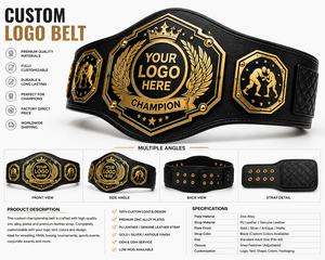 Cinturón de Campeonato de Boxeo Personalizado, Hebilla de Aleación Negra y Dorada, Cinturón con Aspecto de Cuero para Eventos de Reconocimiento y Premios de Fitness - Product Image 4