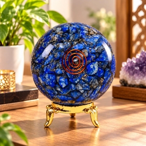 Boule d'Orgone en Lapis Lazuli Poli Bleu, Énergie Positive, Guérison Amoureuse, Équilibrage des Chakras, Pierre Écologique – Vente en Gros - Product Image 6