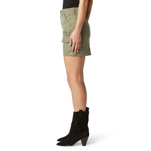 Jupe courte en jean vert olive, taille basse, multi-poches, coupe droite, en mélange de coton, fonctionnelle, durable, pour l'été - Product Image 4