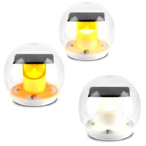 2 lampes solaires flottantes pour piscine, étanches IP67, en forme de globe, avec 3 modes d'éclairage, lampes solaires à piquet effet flamme - Product Image 1