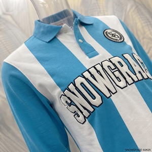 Camiseta de Fútbol SNOWGRACE de Manga Larga a Rayas, Logotipo Bordado, Cuello Camisero, Unisex para Adultos, Transpirable, de Poliéster - Product Image 3