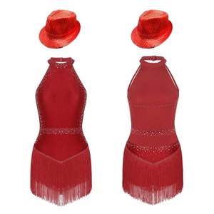 Body con flecos de leotardo <span class=keywords><strong>para</strong></span> mujer con conjuntos de sombrero de lentejuelas <span class=keywords><strong>para</strong></span> salón de baile latino <span class=keywords><strong>Tango</strong></span> Salsa danza del vientre Samba Cha-Cha ropa de gimnasia - Product Image 5