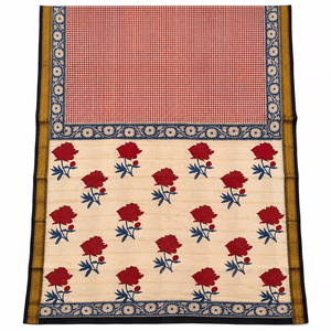 Sarees de Algodón Hechos a Mano con Estampado en Bloque al por Mayor, Ropa Étnica Tradicional India, Diseños Florales con Blusa - Product Image 1