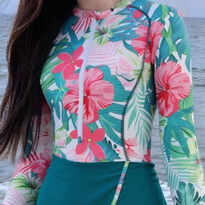 Traje de Baño Moderno con Estampado Floral, Cierre de Cremallera, Cómodo, Lavable a Máquina, Totalmente Personalizado, para Estilos de Vida Activos - Product Image 6