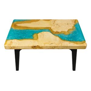 Table à manger en résine époxy de qualité supérieure fabriquée à la main avec pieds en métal durable et plateau en bois poli pour des espaces de vie élégants - Product Image 1