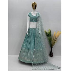 Exportateur indien de robes de mariée et de tenues de fête en georgette brodée, disponible à un prix avantageux - Product Image 1