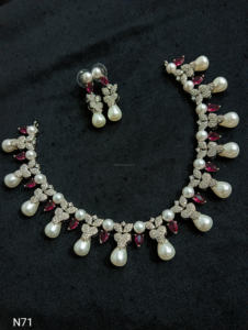 Ensemble de bijoux de mariée en diamant américain classique Collier et boucles d'oreilles en deux pièces pour mariage Style classique à la mode - Product Image 2