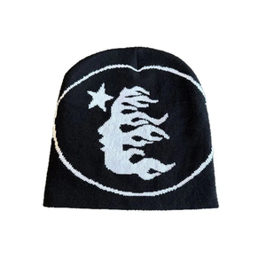 Gorro de punto personalizado, grueso, para invierno, estilo holgado, con diseño de cara de llama, jacquard, fabricante de ropa urbana - Product Image 3