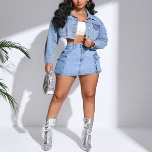 Jupe en jean nouvelle collection été, décontractée, boutonnée, avec logo personnalisé, mini-jupe en jean pour femme 2026 - Product Image 2