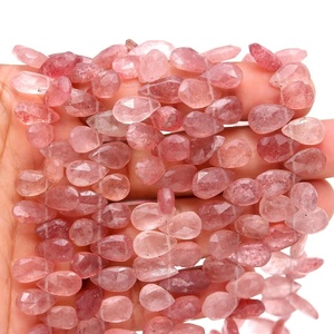 Perles de pierres précieuses en quartz fraise naturel, facettées, forme poire, 6 mm 9 mm, pour la fabrication de bijoux, vente en gros, pierres de cristal en vrac - Product Image 6