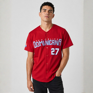 Camiseta de Béisbol para Hombre, Poliéster, Deportiva, con Botones al Frente, Uniforme Personalizado para Entrenamiento y Partidos - Product Image 1