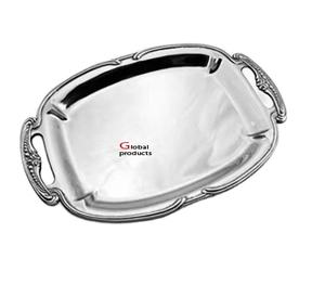 Plateau de service en acier inoxydable en métal fini argent au look royal 2025 pour restaurant et bar d'hôtel - Product Image 1