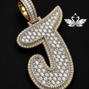 Pendentif Hip Hop en Moissanite le plus vendu pour collier de style rappeur, bijoux en argent sterling finition or, disponible au meilleur prix - Product Image 2