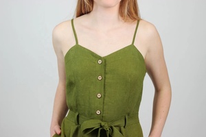 Nouvelle arrivée, robe de demoiselle d'honneur en coton, mini, coupe A, sans manches, été, avec poches - Product Image 6