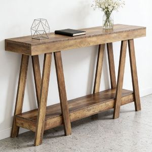 Long Modern Luxury <b>Console</b> <b>Table</b> Solid Wood with Mirrored Stainless Steel Top <b>for</b> Living Room <b>Entry</b> Farmhouse Hotel Decoration - Product Image 1