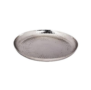 Plateau de service en métal martelé de haute qualité, forme carrée, en nickel, avec plateau de service ovale bicolore en métal martelé - Product Image 3