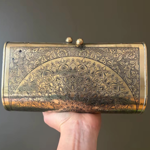Engraving Vintage Brass <b>Silver</b> <b>Clutch</b> Antique Purse Ethnic Handmade Women Metal <b>Clutch</b> Purse With Reasonable Price By UO - Product Image 1