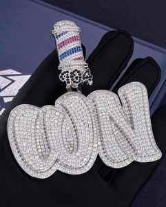 Pendentif Lettre Hip Hop Personnalisé en Argent Sterling 925 Plaqué Rhodium avec Moissanite et Zircons, Bijou Charmant pour Fête - Product Image 1