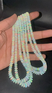 Perles lisses en opale de feu arc-en-ciel naturelle éthiopienne AAA, forme de soucoupe, 6-10 mm, pour la fabrication de bijoux - Product Image 4