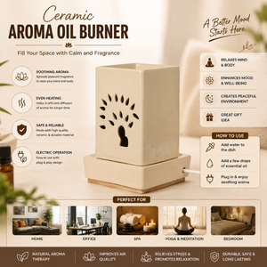 Ceramic <b>Electric</b> <b>Oil</b> <b>Diffuser</b> Burner | Handcrafted Aroma <b>Oil</b> Warmer for Essential <b>Oils</b> Home Fragrance Spa Decor Premium Gift - Product Image 5