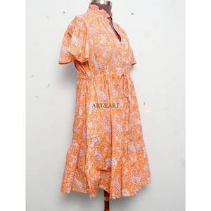 Beautiful Floral Print Short Midi <b>Dress</b> for Women Bohemian Summer Casual Beach Vacation Outfit Trendy Party Wear Natural Button - Product Image 5