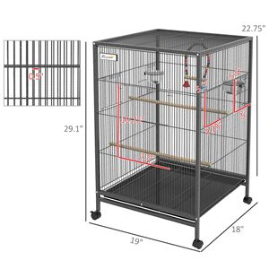 Gabbia Moderna Grande in Metallo con Supporto Grigio per Pappagalli, Agaporni, Fringuelli - Gabbia Versatile per Allevamento Animali Domestici da Esterno - Product Image 3