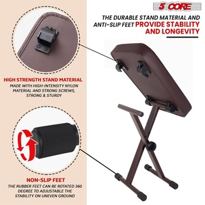 5 Core Keyboard <b>Bench</b> 3 Inch <b>Padded</b> Piano Stool Adjustable 20.5" Guitar Seat Heavy Duty Portable - Product Image 6